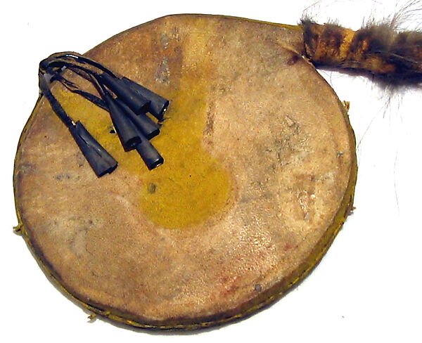 Rattle, Wood, hide, pellets, Native American (Southern Plains)