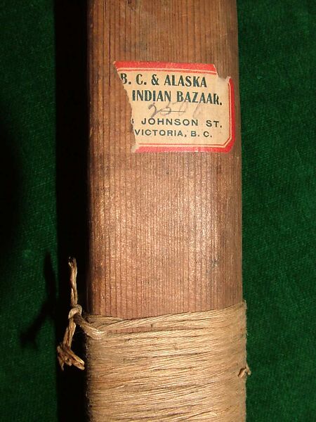 Double Whistle, wood (cedar or spruce), cord, Native American (Northwest Coast)
