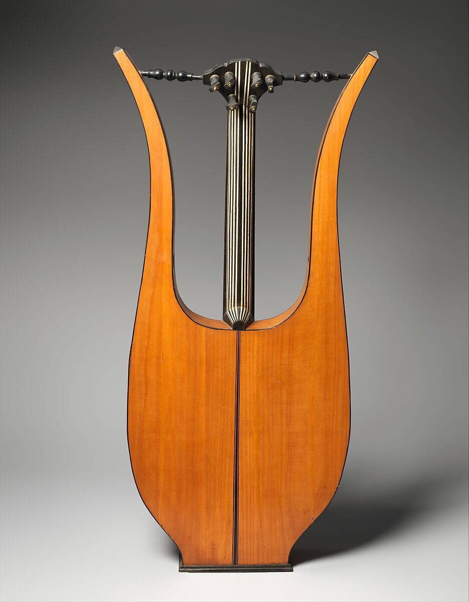Lyre Guitar, Spruce, cedar, ebony, brass, ivory, French