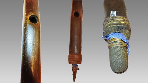 Reed Pipe, wood (red cedar or spruce), spruce root, Native American (Skittagetan, Haida probably)