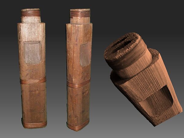 Double Whistle, Wood (red cedar), cedar bark strips, Native American (Northwest Coast)