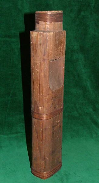 Double Whistle, Wood (red cedar), cedar bark strips, Native American (Northwest Coast)