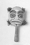 Rattle, wood, polychrome, sinew, cedar bark, Native American (Kwakuitl probably)