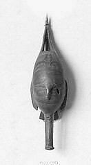 Rattle, Probably Nootka, Wood, pebbles, metal, Native American (Nootka, probably)