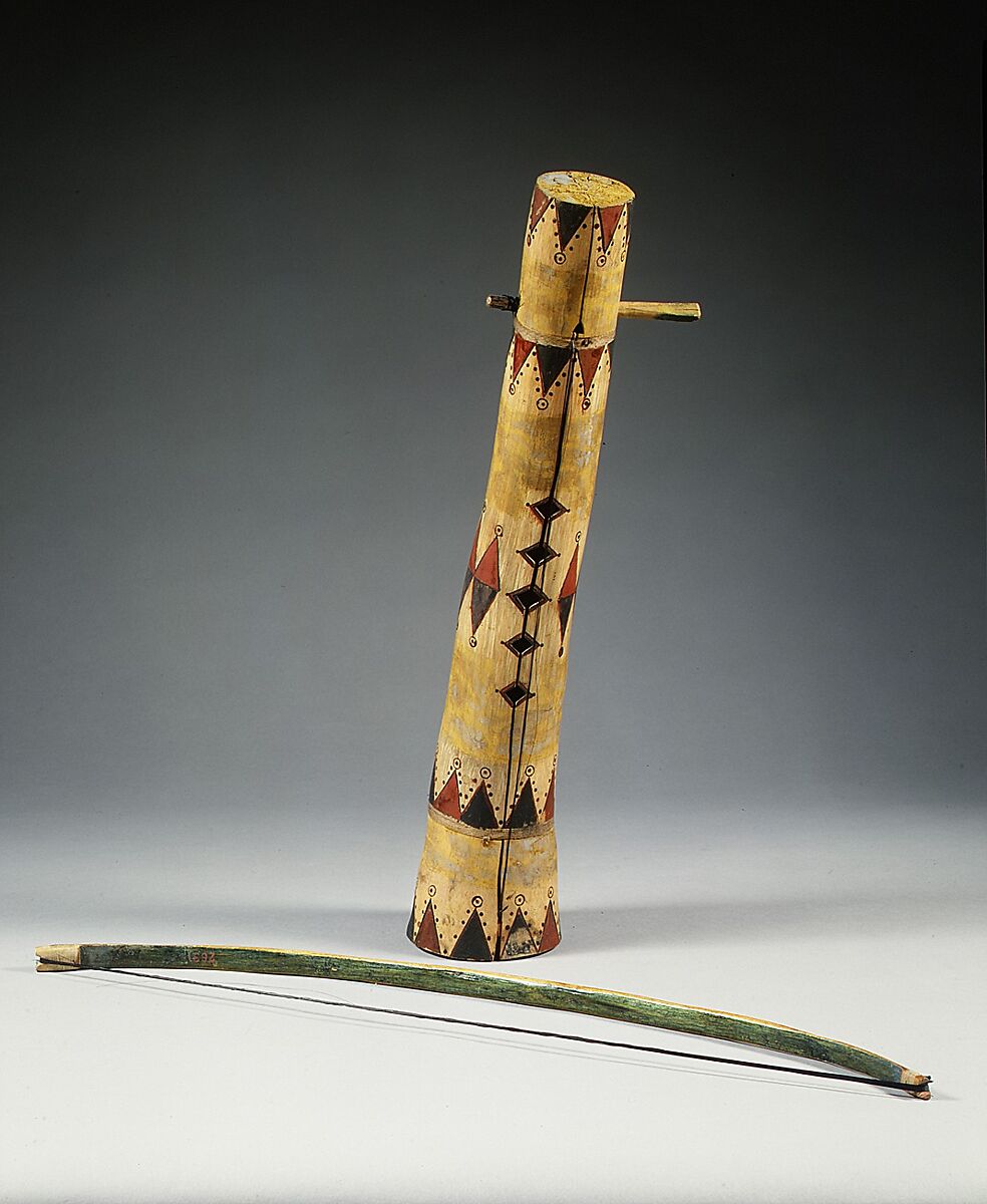 Tsii' Edo' Ai (Apache fiddle), Athabascan Family, Agave flower stalk, wood, paint, horsehair, Native American (Apache)