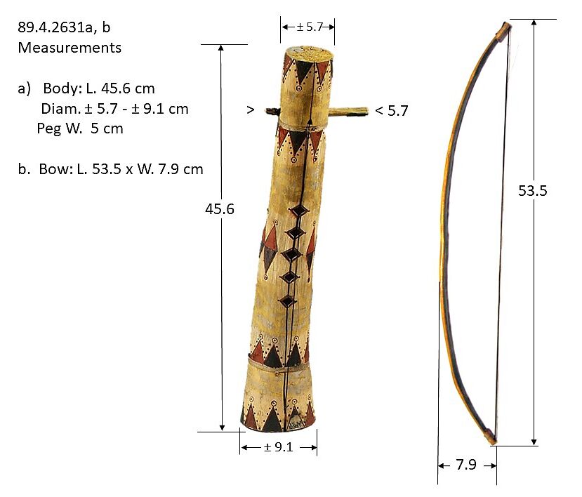 Tsii' Edo' Ai (Apache fiddle), Athabascan Family, Agave flower stalk, wood, paint, horsehair, Native American (Apache)