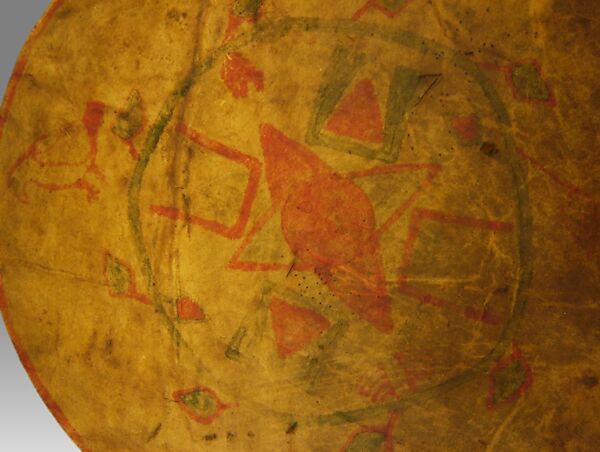 Frame Drum, Wood, skin, feather, Native American (Apache)