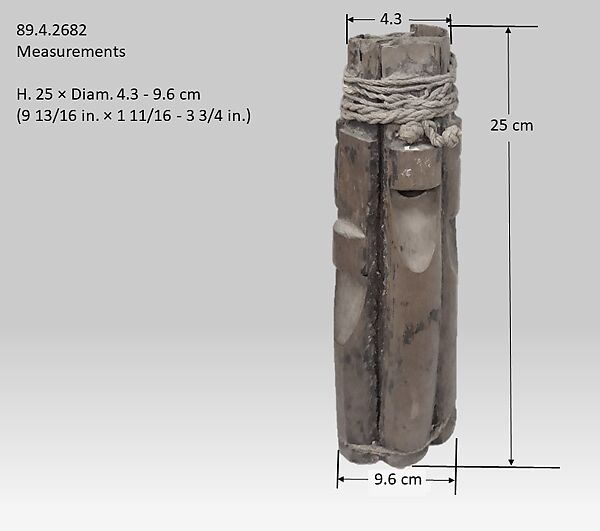 Sextuple Stopped Pipe, Wood, resin, cord, cloth, Native American (Northwest Coast, poss. Kwakiutl)