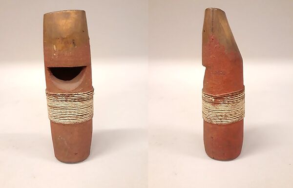 Stopped Pipe, wood (red cedar or spruce), cord, Native American (Northwest Coast)