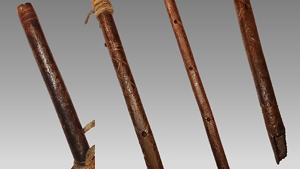 End-blown flute, Metal, hide, Native American (Apache)