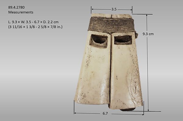 Double Stopped Pipe, bone, wood, cord, Native American (Northwest Coast)