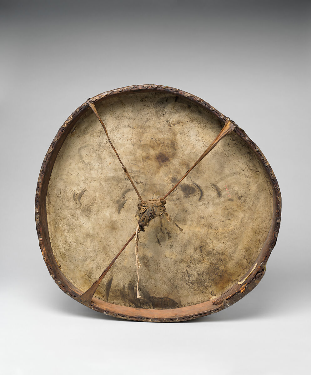 Cauyuk, red cedar, hide, pigment, Native American (Skidegate or Haida)