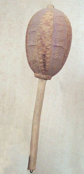 Maraca (gourd rattle), Gourd, wood, pebbles(?), Native American (Puerto Rico) 