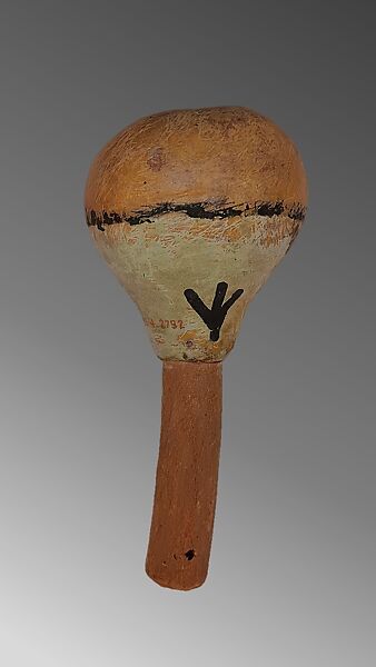 Rattle, Gourd, wood, pebbles, Native American (Hopi) 