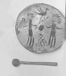 Frame drum, Wood, skin, paint, Native American (Plains region)