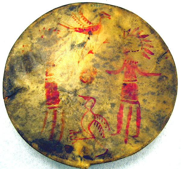 Frame drum, Wood, skin, paint, Native American (Plains region)