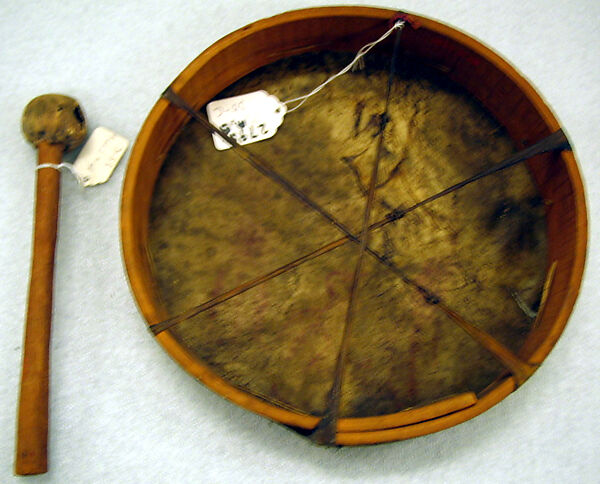 Frame drum, Wood, skin, paint, Native American (Plains region)