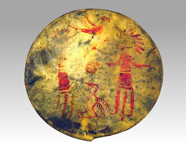 Frame drum, Wood, skin, paint, Native American (Plains region)