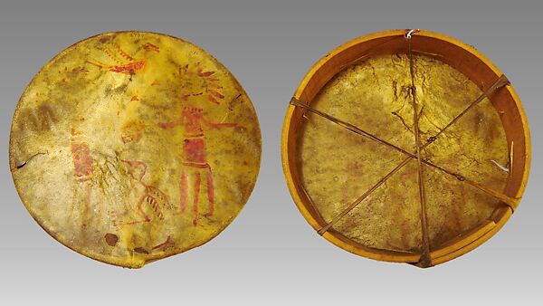 Frame drum, Wood, skin, paint, Native American (Plains region) 