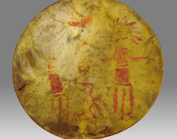 Frame drum, Wood, skin, paint, Native American (Plains region)