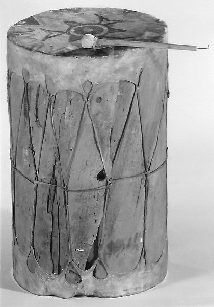 Drum, Wood cottonwood?, skin, Native American (Zuni)