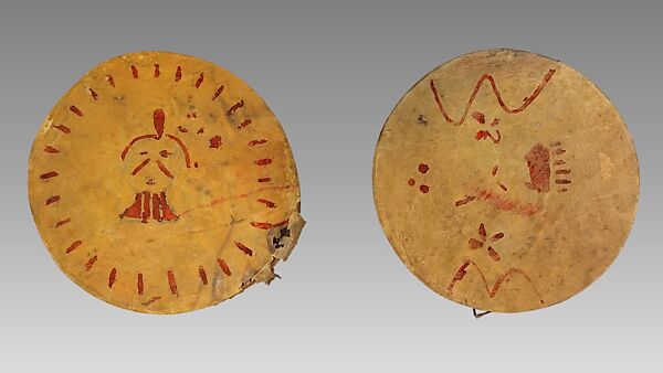 Drum, Wood, hide, metal, Native American (Zuni, probably)