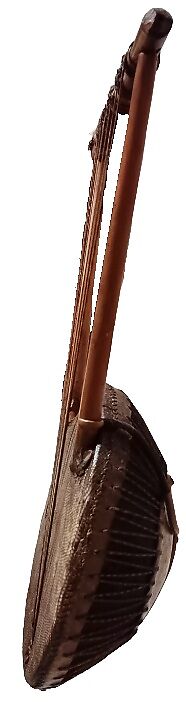 Endongo (Lyre), Wood, varanus lizard skin, cloth, Ganda People