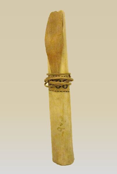 Reed Pipe, eagle (?) bone, wood, split bark, Native American (Haida) 