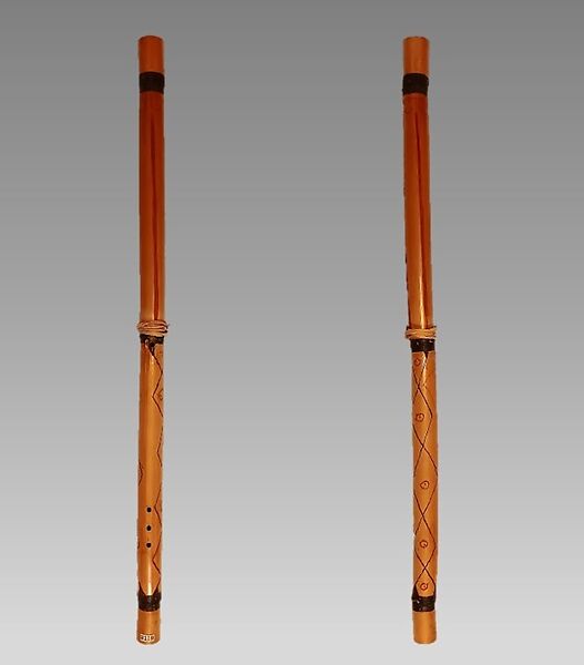 End-blown flute, Cane, paper, vegetable fiber, Native American (Papago, Tohono O'odham) 