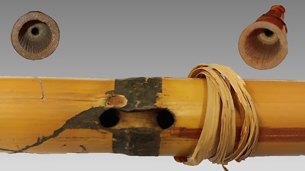 End-blown flute, Cane, paper, vegetable fiber, Native American (Papago, Tohono O'odham)