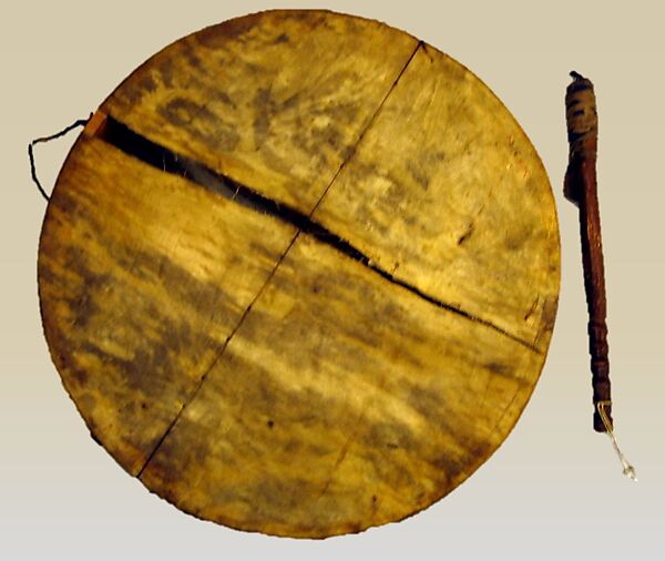 Frame Drum, Chippewa Tribe (Algonquin family), wood, skin, cord, Native American (Chippewa) 