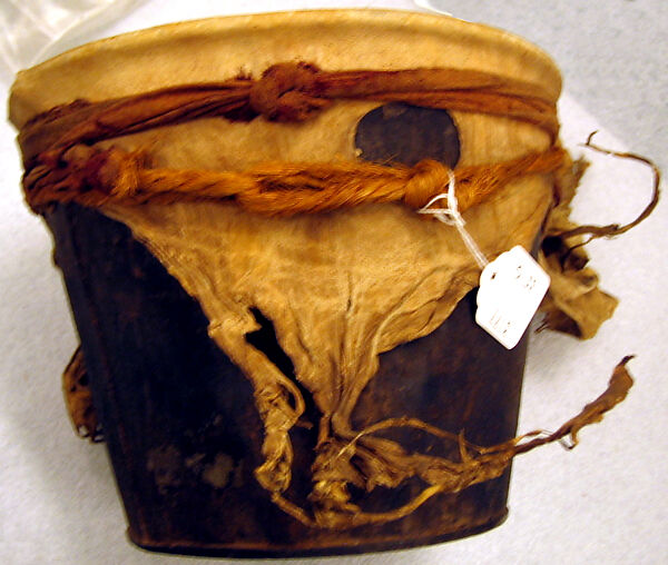 Drum, Iron, skin, cord, Native American (Apache)