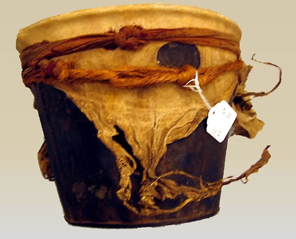 Drum, Iron, skin, cord, Native American (Apache) 