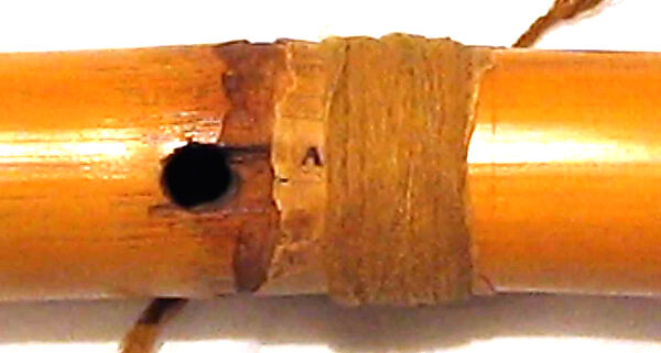 Flute ("Mystery Flute"), Papago Indians, Cane, paper, vegetable fiber, Native American (Tohono O'odham/Papago)
