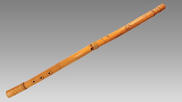 Flute ("Mystery Flute"), Papago Indians, Cane, paper, vegetable fiber, Native American (Tohono O'odham/Papago) 