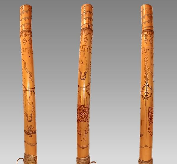 Flute ("Mystery Flute"), Papago Indians, Cane, paper, vegetable fiber, Native American (Tohono O'odham/Papago)