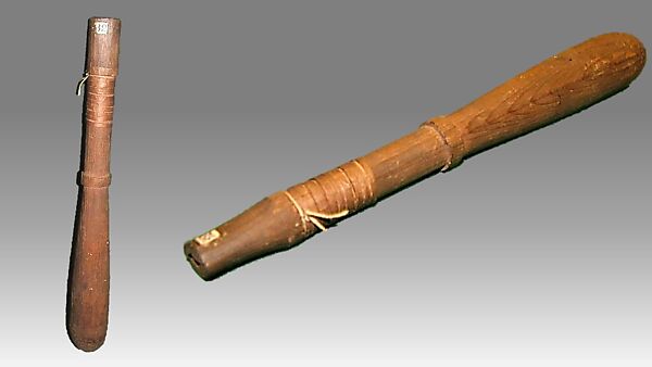 Reed Pipe, wood (red cedar or spruce), spruce root, Native American (Northwest Coast)