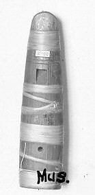 Stopped pipe, wood j(red cedar or spruce), spruce root, Native American (Northwest Coast)