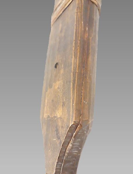 Stopped Pipe, wood (red cider or spruce), sinew, spruce root, Native American (Northwest Coast)