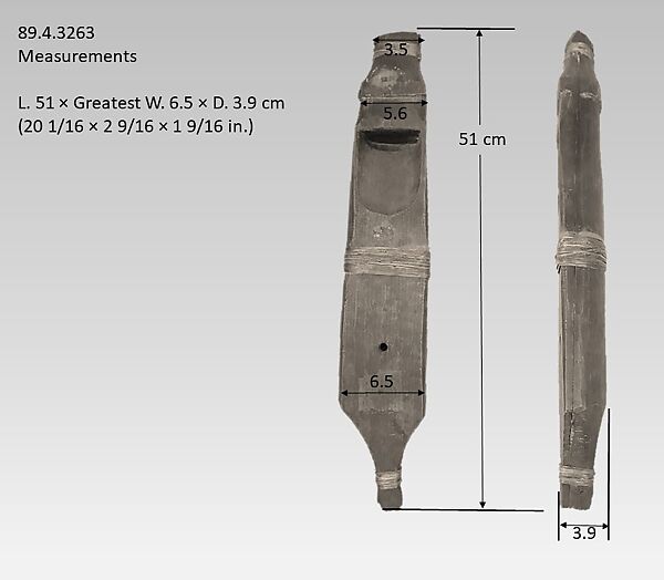 Stopped Pipe, wood (red cider or spruce), sinew, spruce root, Native American (Northwest Coast)