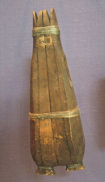 Stopped Pipe (whistle), wood (cedar or spruce), sinew, Native American (Northwest Coast)
