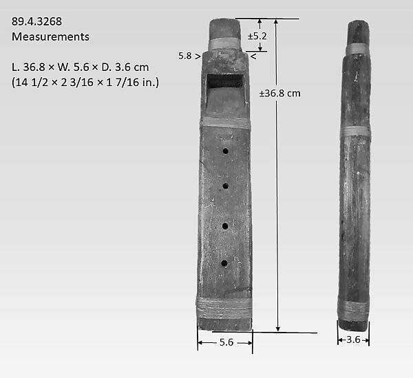 Stopped Pipe (whistle), wood (cedar or spruce), spruce root, asphaltum, Native American (Northwest Coast)