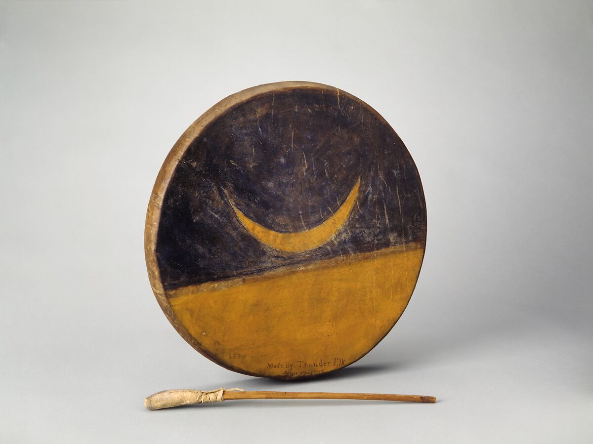 Frame Drum, Thunder Elk, wood, leather, sinew (buffalo or deer); metal wire; pigment, Native American (Sioux) 