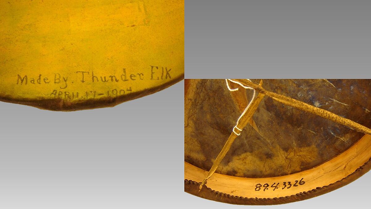 Frame Drum, Thunder Elk, wood, leather, sinew (buffalo or deer); metal wire; pigment, Native American (Sioux)
