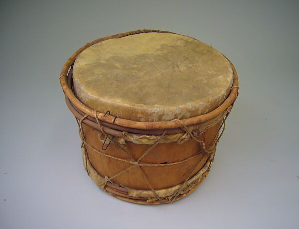 Drum, Wood, skin, fiber cord, Native American (Guyanese: Demerara) 