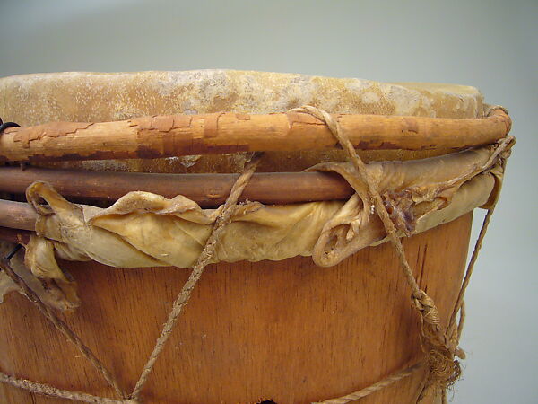 Drum, Wood, skin, fiber cord, Native American (Guyanese: Demerara)