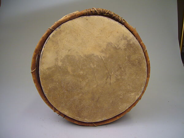 Drum, Wood, skin, fiber cord, Native American (Guyanese: Demerara)