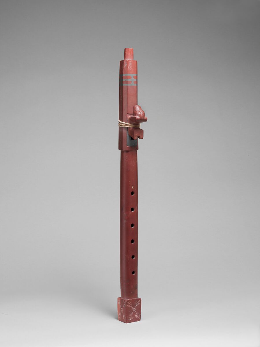 Courting flute (siyotanka), Red pipestone (catlinite), lead, Native-tanned leather, Native American (Sioux) 
