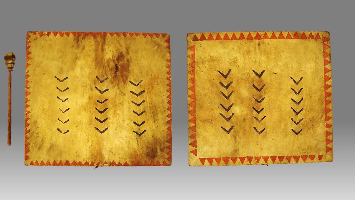 Frame Drum, Wood, skin, leather, Native American (Hupa, probably)