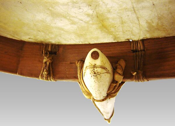 Kelyaut or Qilaut  (frame drum), wood, skin, twine, bone, Native American (Inuit)